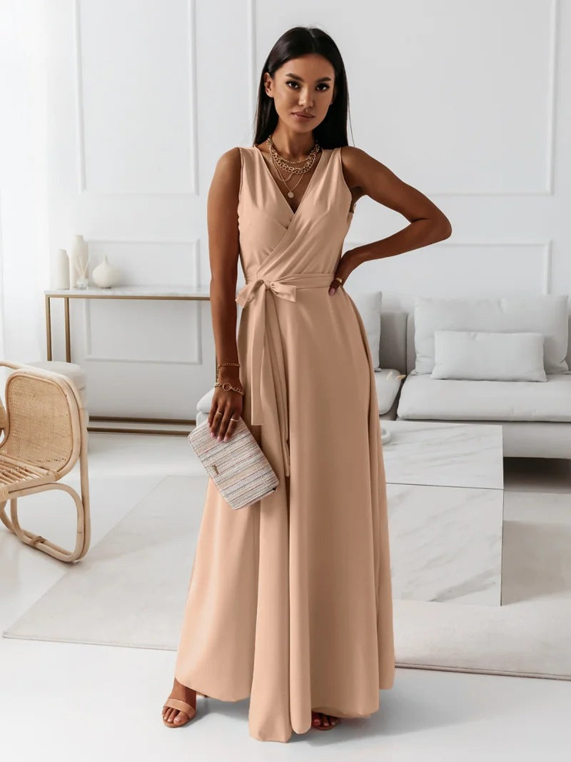 Anouk | Femme Robe de Soirée Col V Élégante avec Détails Raffinés-5
