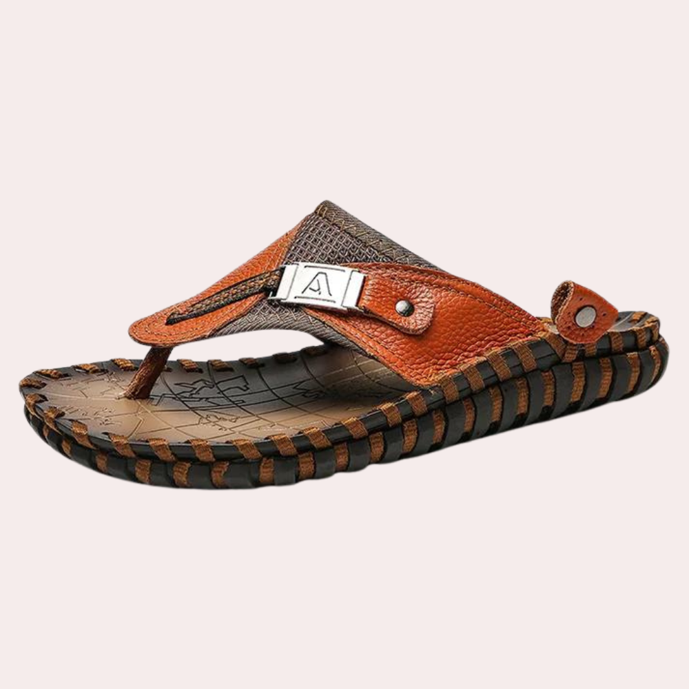 Rémi | Homme Sandales Cuir Antidérapantes avec Semelle de Massage 1
