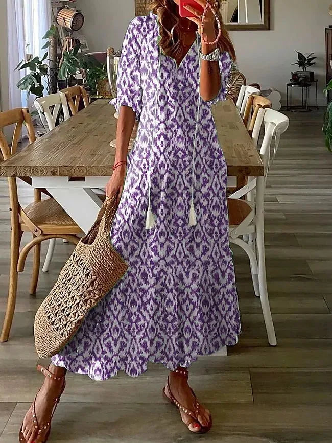Variant image for Amélie | Femme Robe Longue Été Imprimé Floral Col V-25