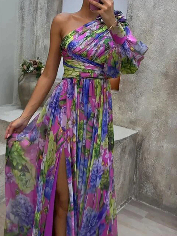 Élodie | Femme Robe Longue Fleurie Fente Sexy 2