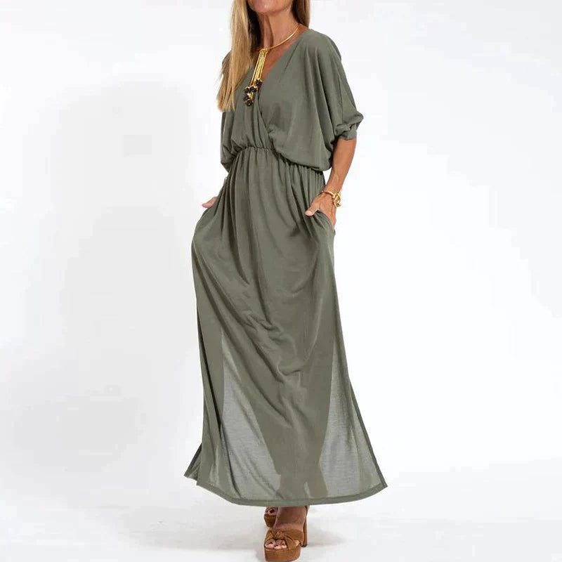 Camille | Femme Robe Longue Bohème Fleurie avec Ceinture Définissante 2