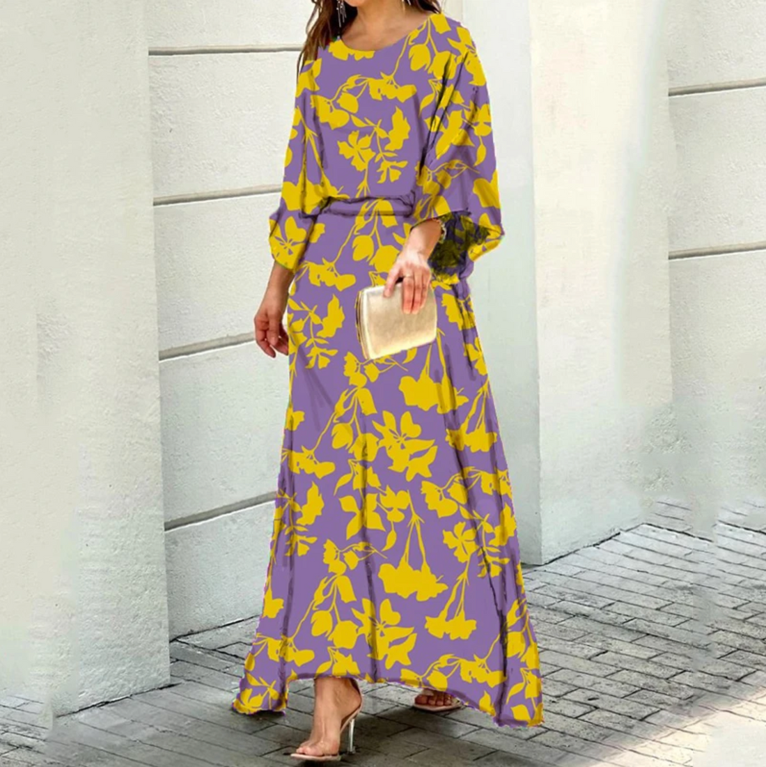 Gabrielle | Femme Robe Longue Aérée à Design Tendance-2