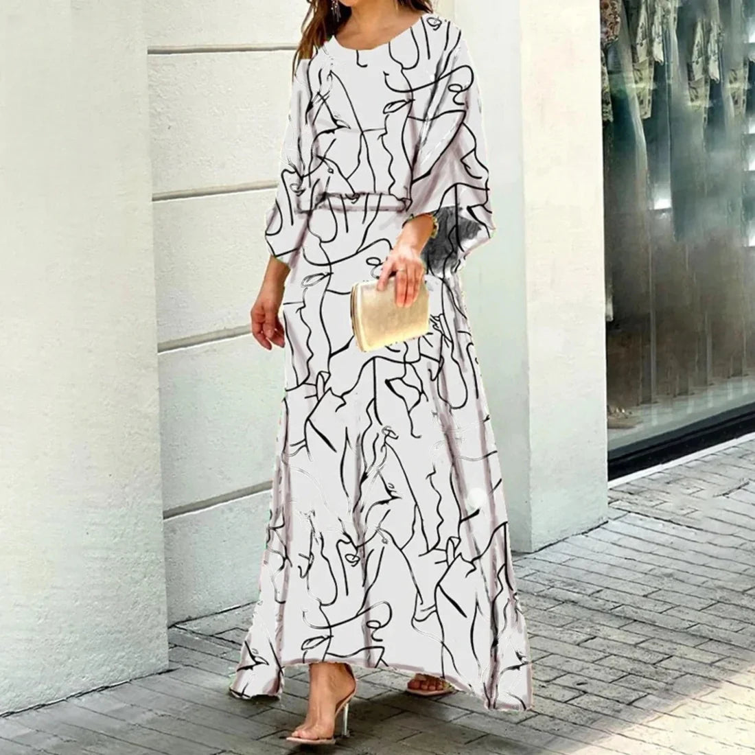 Gabrielle | Femme Robe Longue Aérée à Design Tendance-3