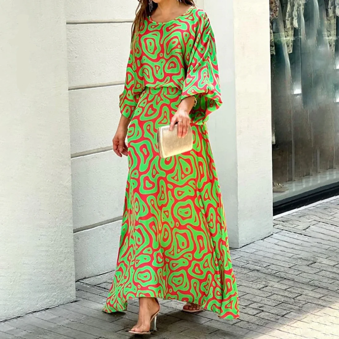 Gabrielle | Femme Robe Longue Aérée à Design Tendance-4
