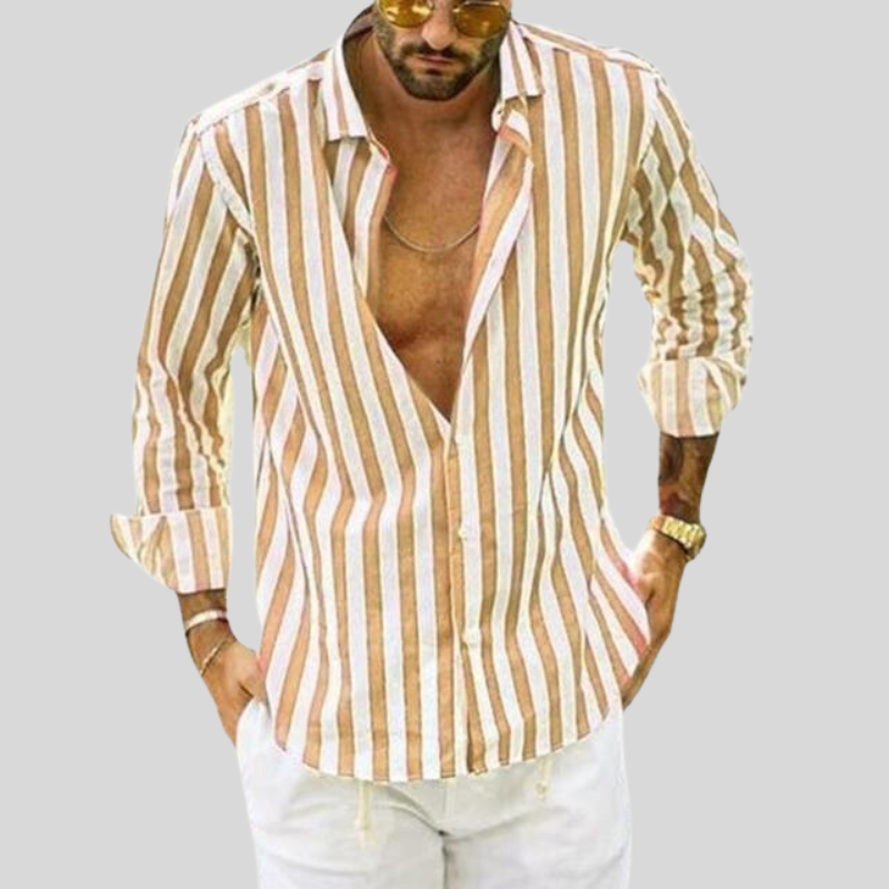 Hugo | Homme Chemise Décontractée Rayée Col Pointu Tissu Léger-2