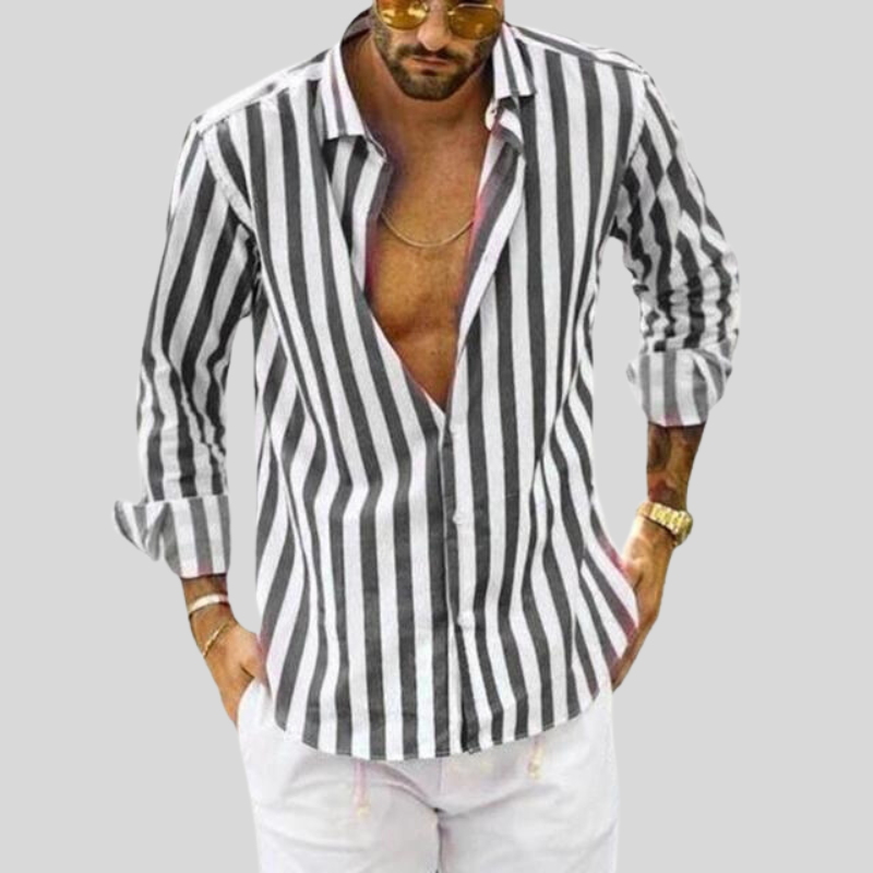 Hugo | Homme Chemise Décontractée Rayée Col Pointu Tissu Léger-4