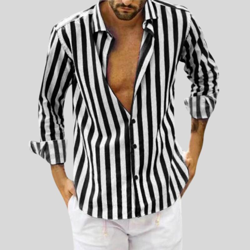 Hugo | Homme Chemise Décontractée Rayée Col Pointu Tissu Léger-5
