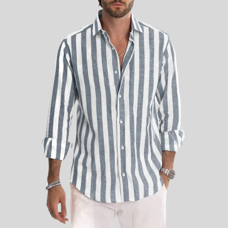 Variant image for Hugo | Homme Chemise Décontractée Rayée Col Pointu Tissu Léger-43