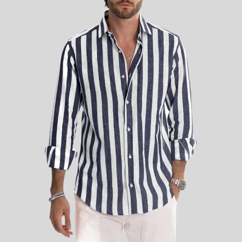 Variant image for Hugo | Homme Chemise Décontractée Rayée Col Pointu Tissu Léger-50