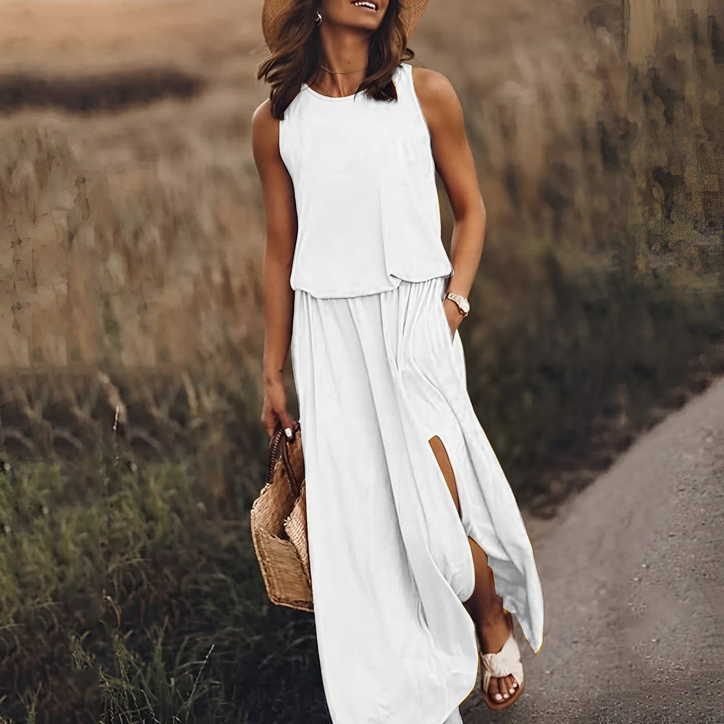 Manon | Femme Robe Longue Été Imprimée Rétro 5