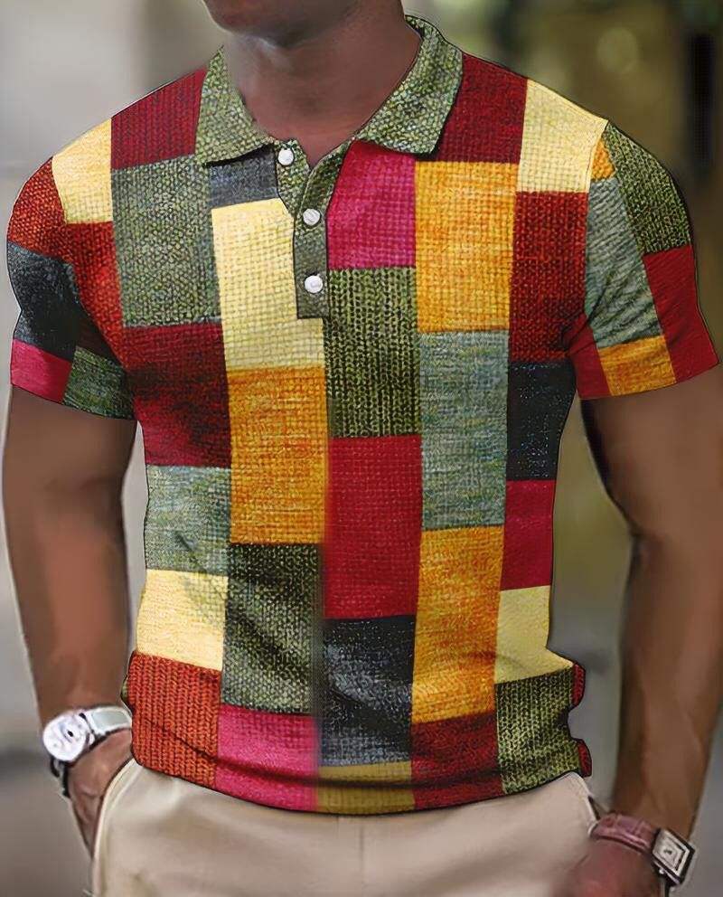 Maxime | Homme Polo Manches Courtes Design Géométrique Moderne-2