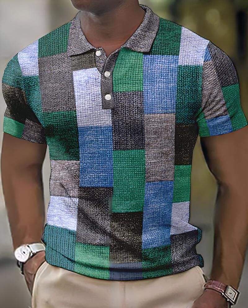 Maxime | Homme Polo Manches Courtes Design Géométrique Moderne-3