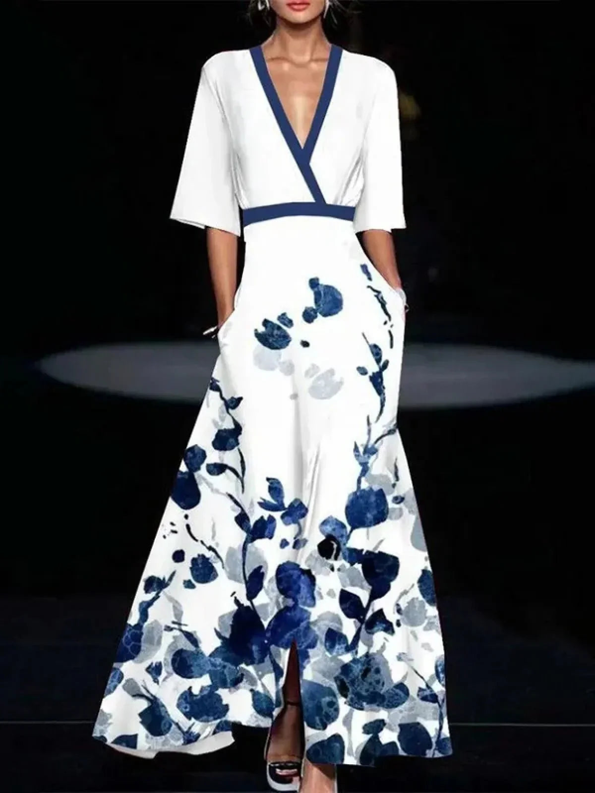 Variant image for Léa | Femme Robe Longue Élégante Imprimé Floral Été-7