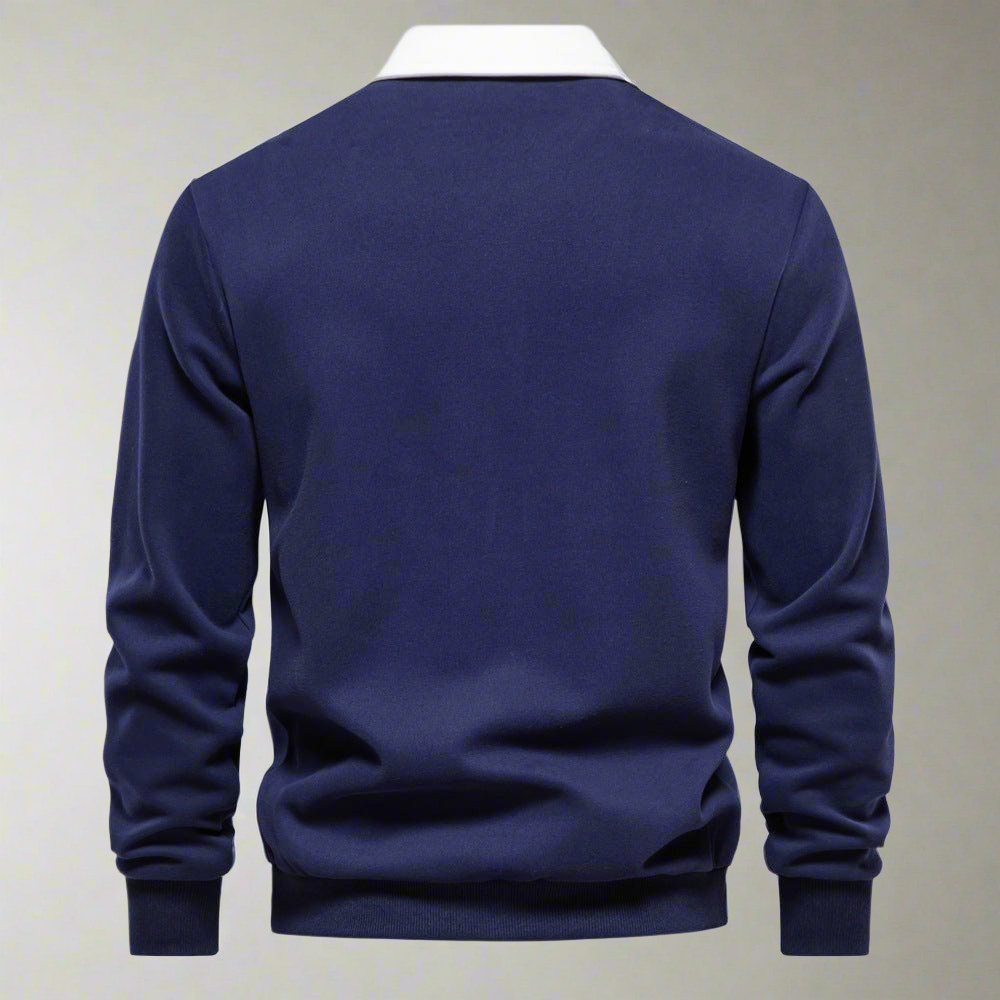 Maxime | Homme Pull Classique Noir Col Blanc Chic-6