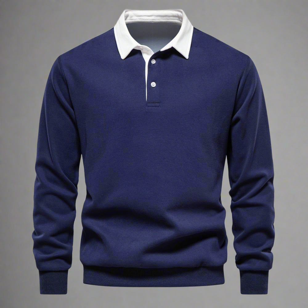 Maxime | Homme Pull Classique Noir Col Blanc Chic-5