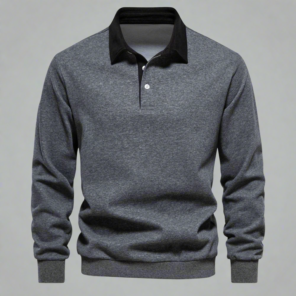 Variant image for Maxime | Homme Pull Classique Noir Col Blanc Chic-8