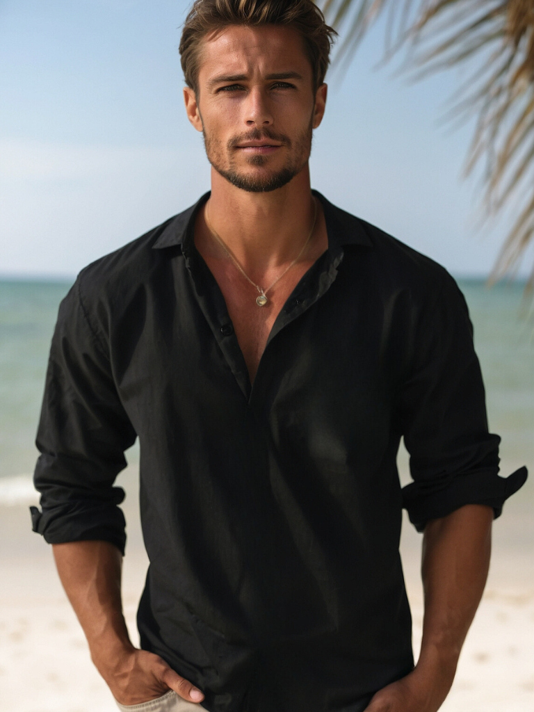 Maxime | Homme Chemise en Lin Respirant Coupe Décontractée-3