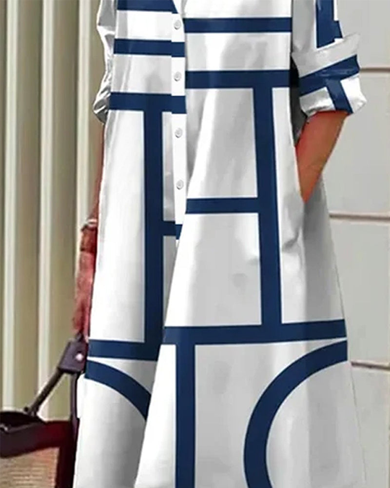 Margaux | Femme Robe Longue Imprimé Géométrique avec Poches 2