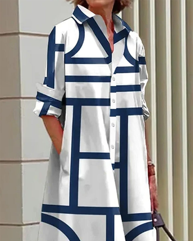Margaux | Femme Robe Longue Imprimé Géométrique avec Poches 3