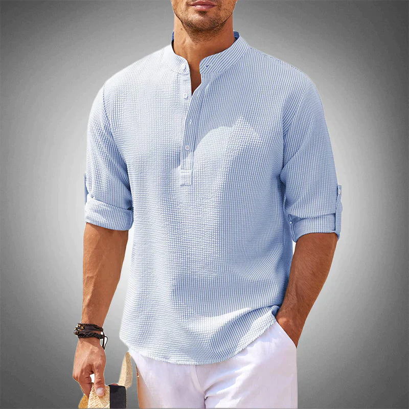 Hugo | Homme Chemise Décontractée en Coton Aéré Col Montant-2