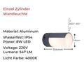 applique-murale-exterieure-etanche-14W-220V-lumiero-eclairage-extérieur-gris