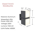 applique-murale-exterieure-etanche-14W-220V-lumiero-eclairage-extérieur-gris
