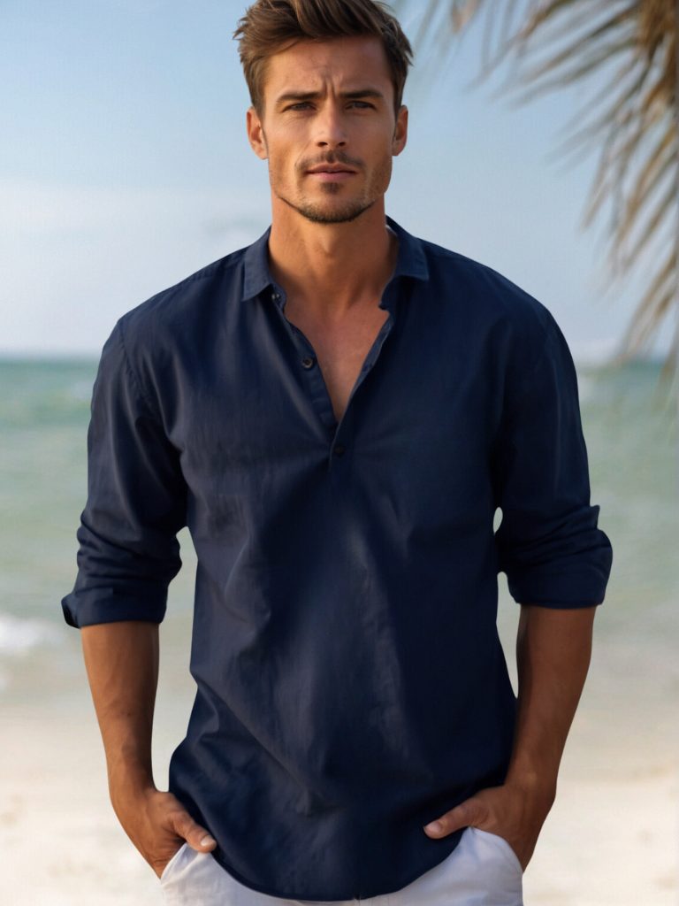Maxime | Homme Chemise en Lin Respirant Coupe Décontractée-2