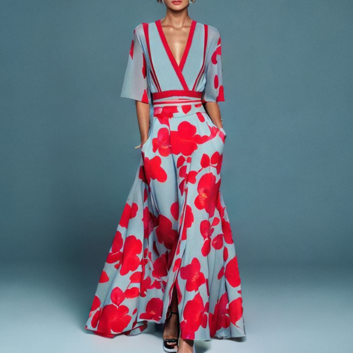 Léa | Femme Robe Longue Élégante Imprimé Floral Été-2