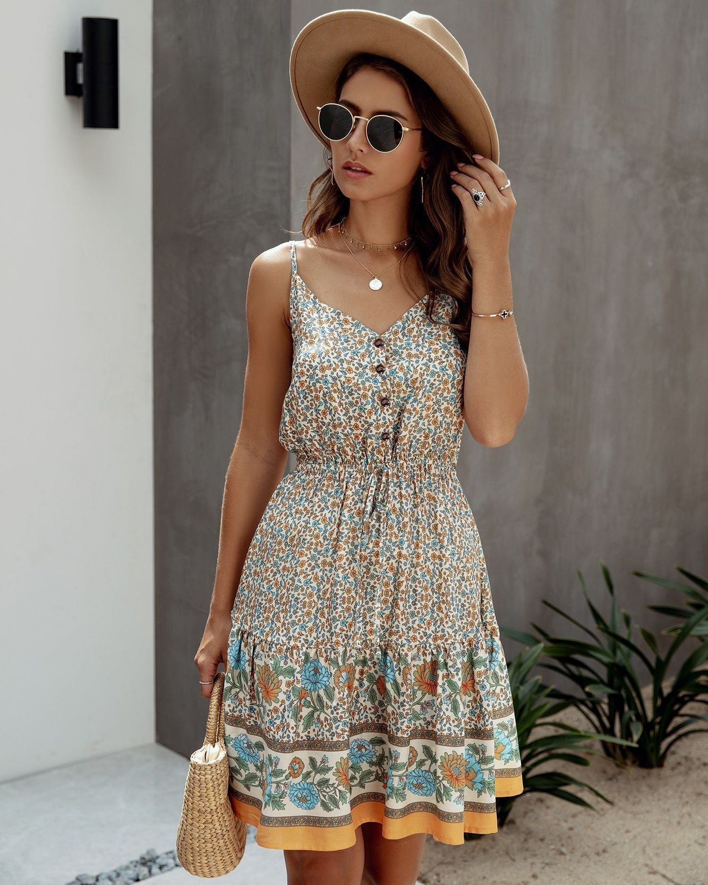 Camille | Femme Robe d'Été Chic Imprimé Floral Évasée 5