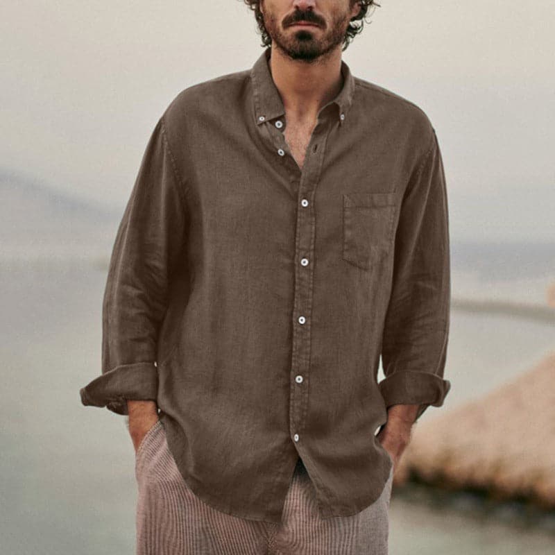 Variant image for Jules | Homme Chemise En Lin Décontractée Avec Poche Et Détails Élégants-1