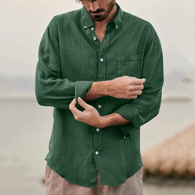 Jules | Homme Chemise En Lin Décontractée Avec Poche Et Détails Élégants-2