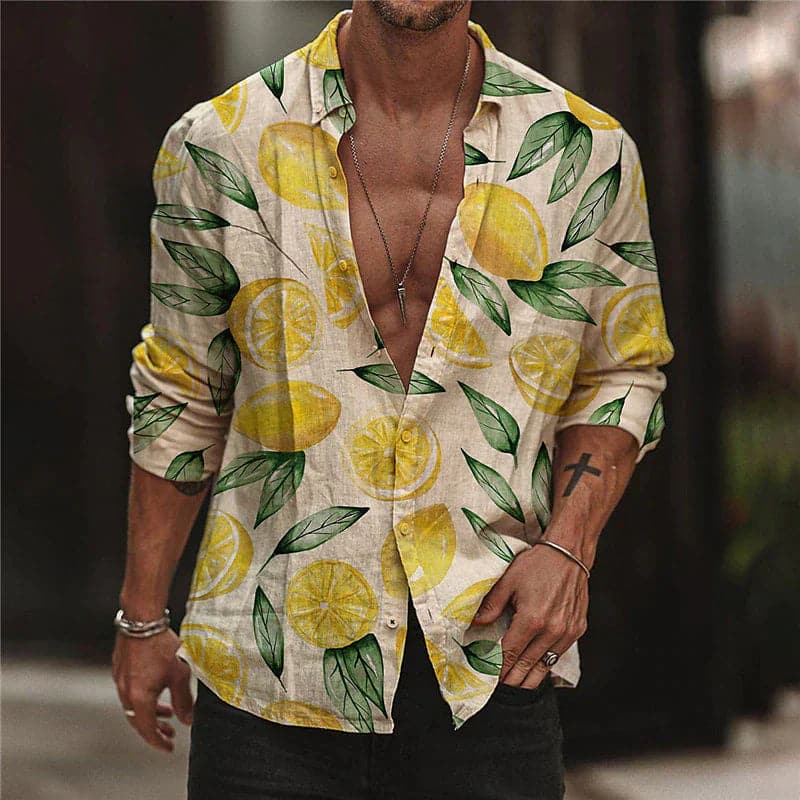Maxime | Homme Chemise Décontractée Imprimé Citron Tendance-1