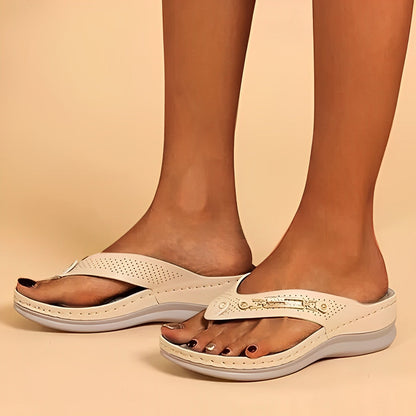 Gabrielle | Femme Sandales à Tongs Rembourrées Confortables avec Finitions Raffinées 2