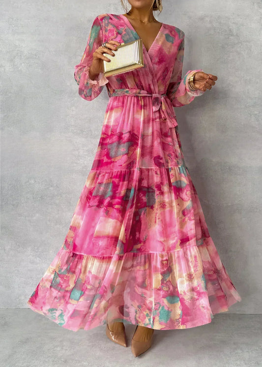 Margaux | Femme Robe Longue de Soirée Imprimé Floral, Décolleté en V, Coupe Cache-Cœur 1
