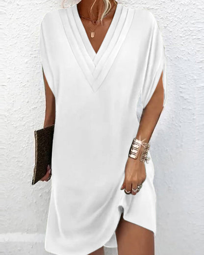 Élodie | Femme Robe Longue de Soirée Manches Fendues Unies-3