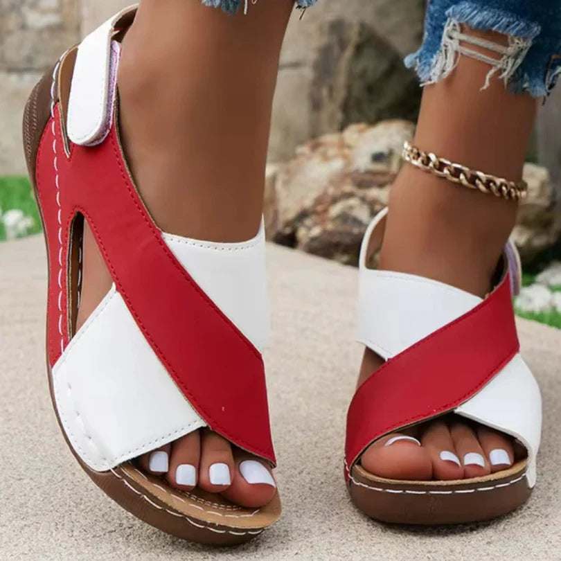 Gabrielle | Femme Sandales Compensées Élégantes à Panneaux en Cuir 2