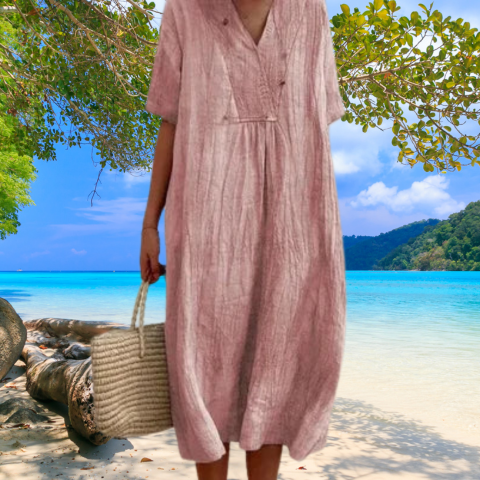 Margaux | Femme Robe Midi en Lin avec Coupe Fluide et Tissu Respirant 1