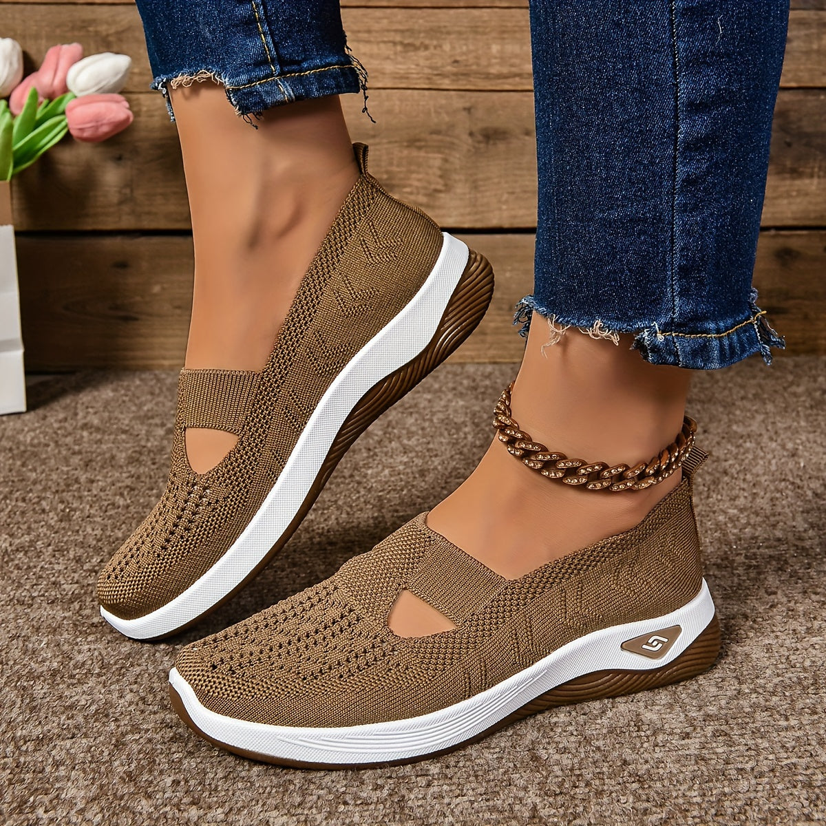 Variant image for Camille | Femme Chaussures Antidérapantes avec Semelles Amovibles et Tissu Stretch-55