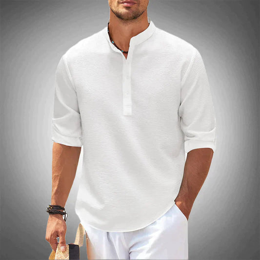 Hugo | Homme Chemise Décontractée en Coton Aéré Col Montant-1