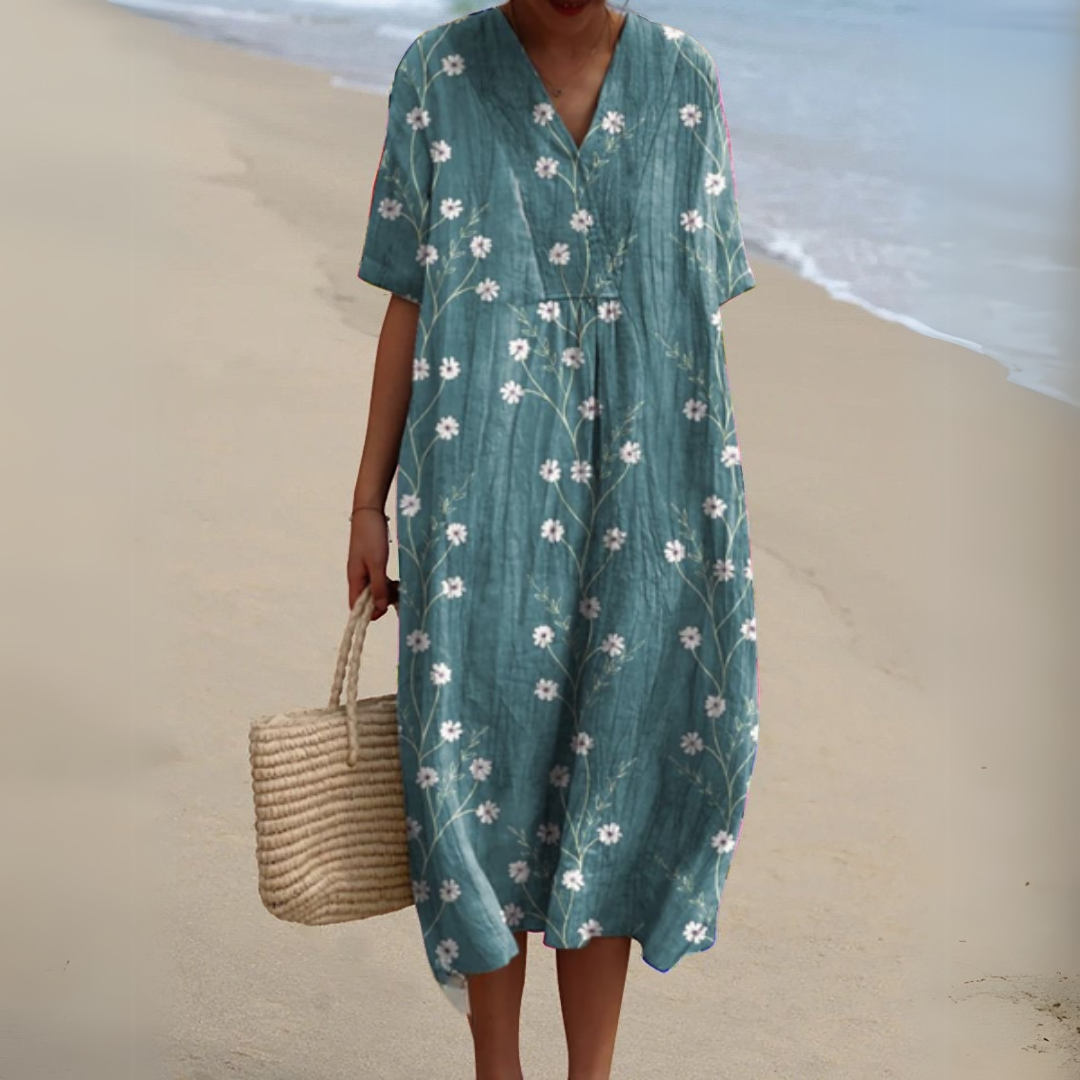 Camille | Femme Robe d'Été Longue Imprimé Floral Élégante-2