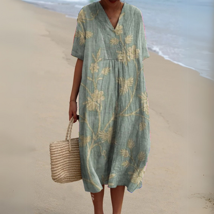 Camille | Femme Robe d'Été Longue Imprimé Floral Élégante-4