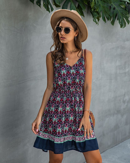 Camille | Femme Robe d'Été Chic Imprimé Floral Évasée 4
