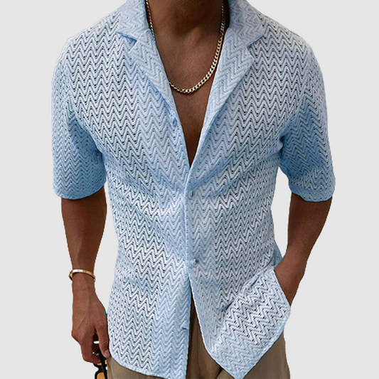 Maxime | Homme Chemise Aérée Motif Zigzag Tissu Léger-1