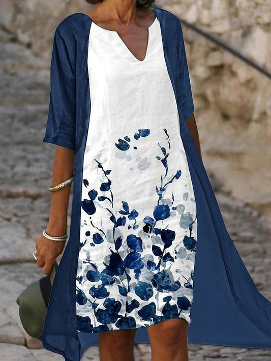 Gabrielle | Femme Robe Midi Fluide Imprimé Floral Élégante-1