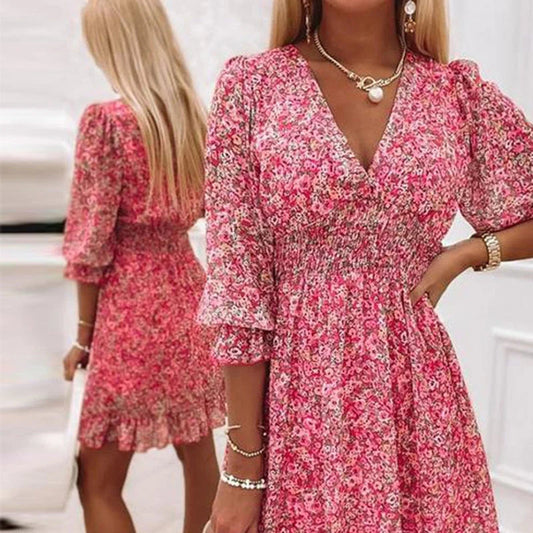 Amélie | Femme Robe Longue Bohème à Imprimé Floral Été 1