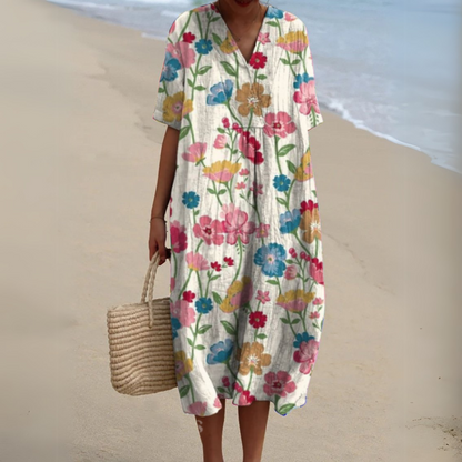 Camille | Femme Robe d'Été Longue Imprimé Floral Élégante-3