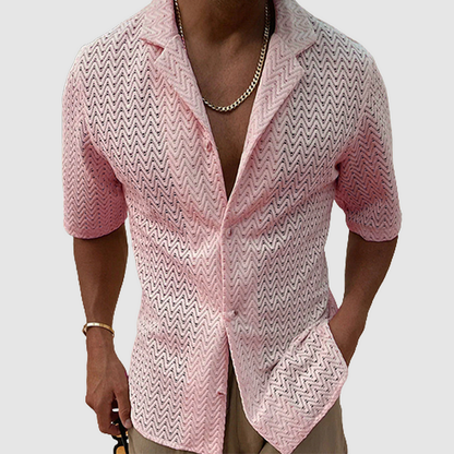 Maxime | Homme Chemise Aérée Motif Zigzag Tissu Léger-4