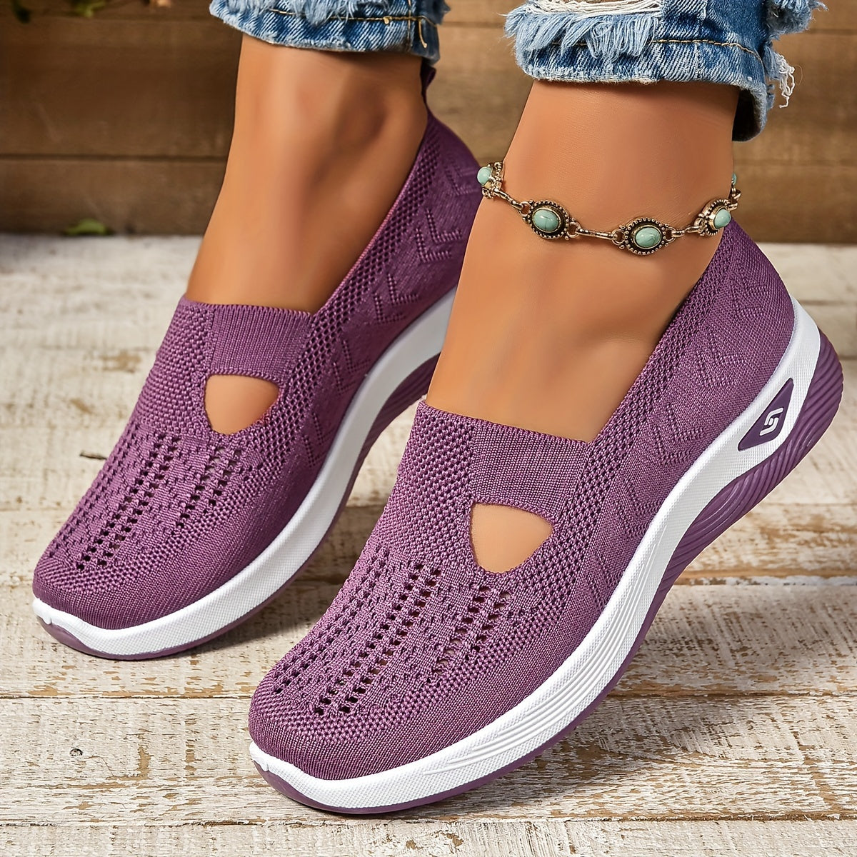 Camille | Femme Chaussures Antidérapantes avec Semelles Amovibles et Tissu Stretch-1