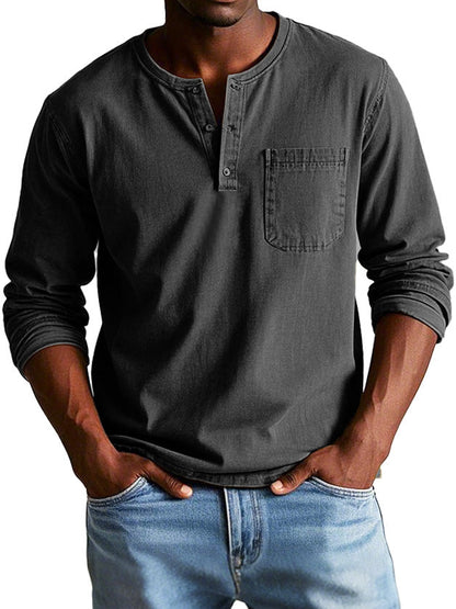 Variant image for Florian | Homme Chemise Vintage Col Henley en Coton Durable-36