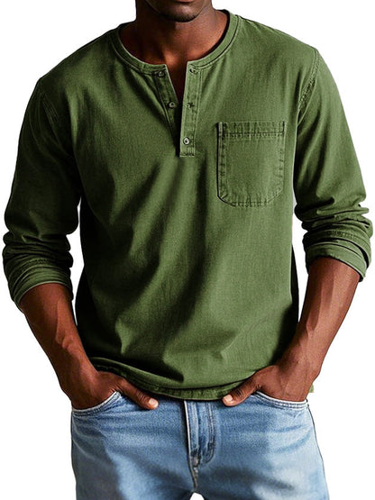 Variant image for Florian | Homme Chemise Vintage Col Henley en Coton Durable-56